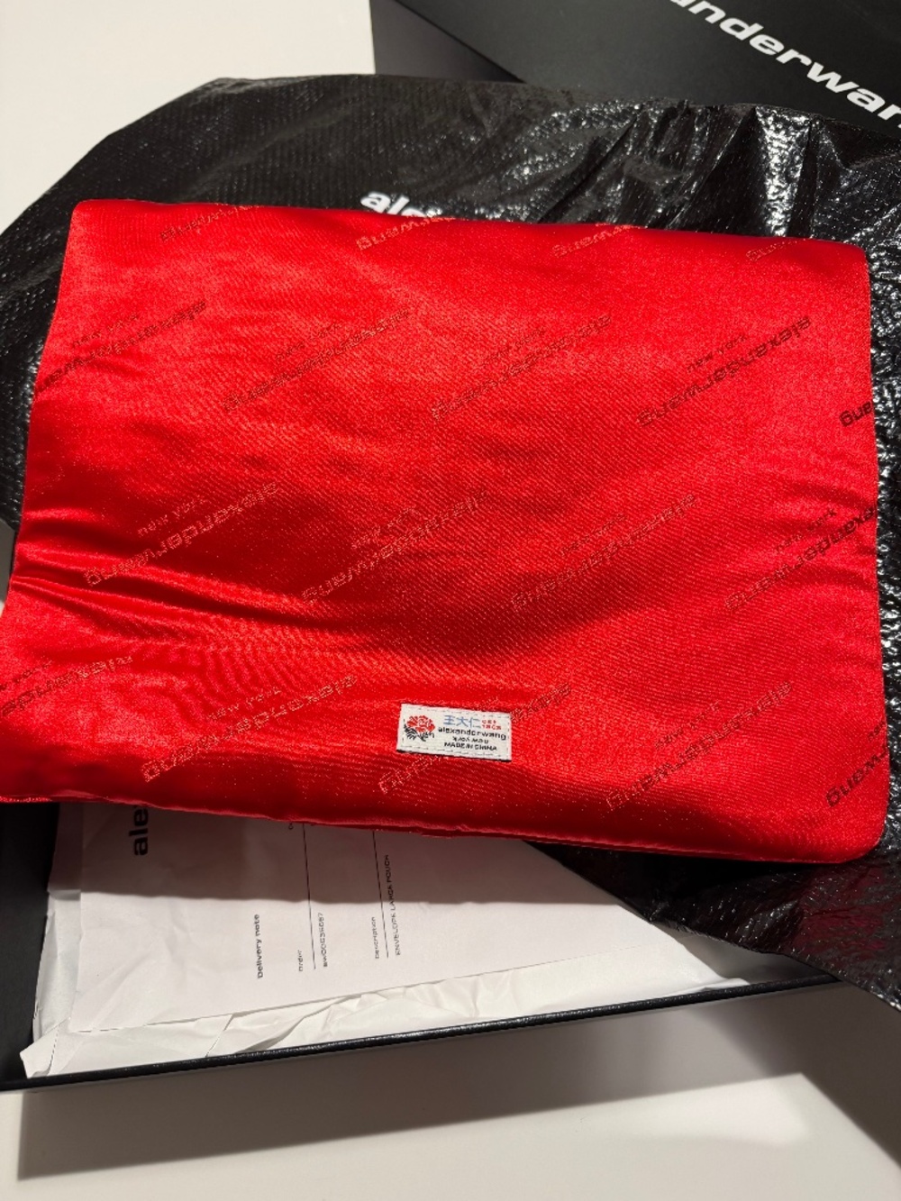 Alexander Wang Red Satin Logo Pouch